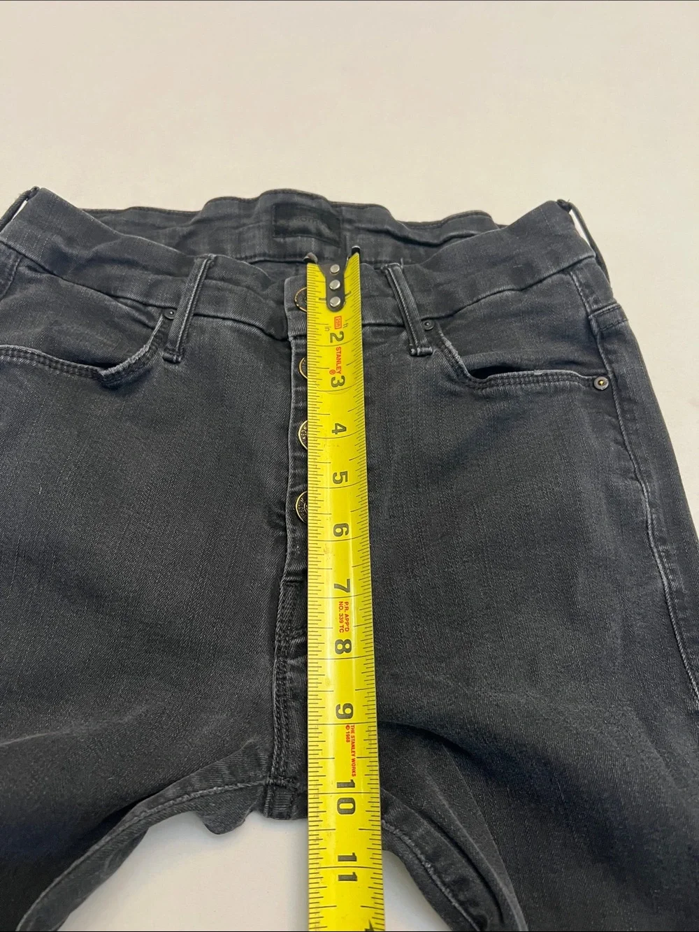MOTHER THE PIXIE ANKLE FRAY BLACK SKINNY JEANS IN NOT GUILTY WASH SIZE 27